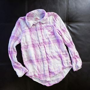 Girls Plaid Button Up Top